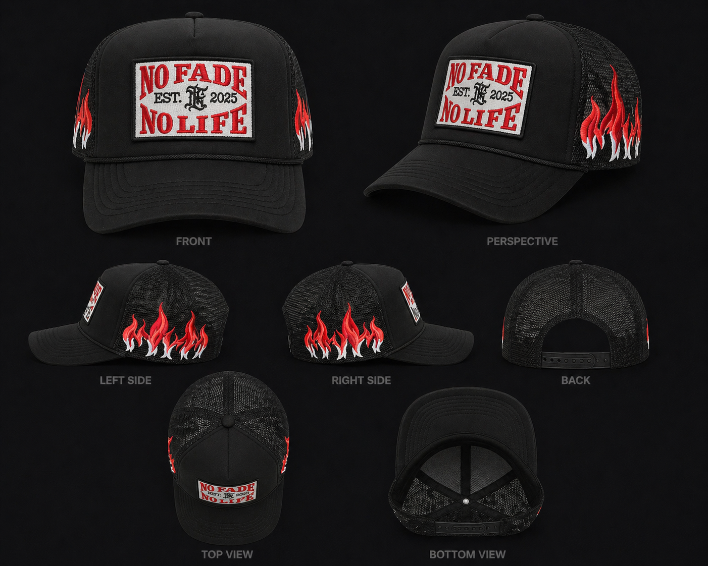 RED FLAMES TRUCKER HAT